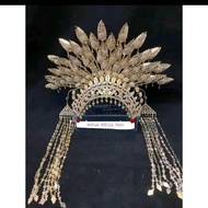 Hafizah Sunting Melayu Murah Mahkota Adat untuk Pernikahan Gold Crown Bando Susun Kening Ramin Aceh 