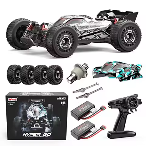 RC buggy for adults, brushless 4WD racing car, black and red, max 38 mph speed with 2S 2000 mAh batt