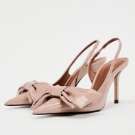 original ZARAˉ 2024 Spring New Womens Shoes Patent Leather Bow Decorated With Pointed Toe High Heel 
