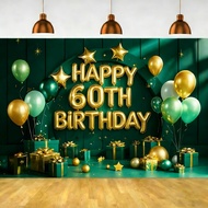Green Gold Happy Birthday Backdrop Gold Green Bokeh Happy Birthday Banner Decoration Party Photograp
