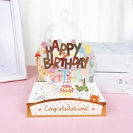 Party birthday card stereo cartoon dining table creative sound