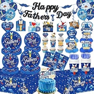 139Pcs Fathers Day Decorations, Happy Fathers Day Party Set with Plates, Napkins, Cups, Tablecloth, 