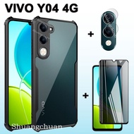 Acrylic fall-proof phone case For VIVO Y04 Y04 4G Privacy protector tempered glass + camera lens fil