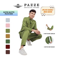 [BIG SIZE/ PLUS SIZE] Pazze Baju Melayu Modern Slim Fit Satin Matte - Soft Pink Silver Grey Olive Go
