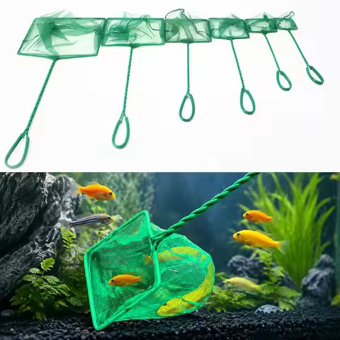 Portable Aquarium Fish Net with Long Handle, Fish Tank Cleaning Net, Fish Transfer Landing Net for A