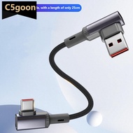 C5GOON 15cm/25cm/50cm 66W Short Elbow USB C Cable USB A To Type C Fast Charging Cable Power Bank Cor