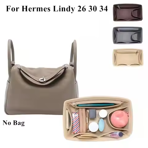 For Hermes Lindy 26 30 34 Handbag Felt Bag Organizer Inner Liner Accessories Portable Cosmetic Stora