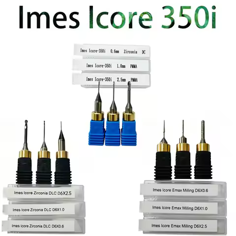 Imes-Icore 350i Zirconia DC,DLC Coat PMMA NC Emax Glass Ceramics CADCAM Milling Cutters Shank D6 Den