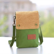 Solid-Color Minimalist Canvas Mobile Phone Crossbody Bag Small and Portable a Versatile Small Crossb