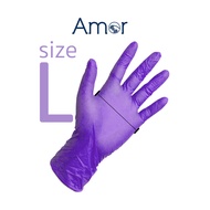 (ยกลัง1000ชิ้น) ถุงมือทำอาหาร ถุงมือไนไตรสีม่วง Amor ถุงมือหนาพิเศษ ถุงมือร้านอาหาร มาตรฐาน Food Gra