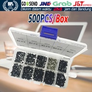 Set 10 Tipe Computer Screw Kit Baut Laptop 500Pcs Screw Kit Set Sekrup Komputer Notebook Laptop Comp