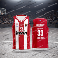 25/26 New Arrivals Greece Mens Basketball Jersey Vest Olympiacos Athens Basketball Game Jersey Kids 