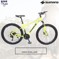 [Bike zone]. Asbike 26er steel mountain bike, Shimano groupset, Mechanical disc brake Kenda tires
