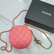 「可簽卡 +0%」Chanel Clutch With Chain Bag 小圓包 粉紅色金扣 金球