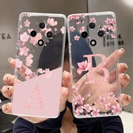 Letter Case For OPPO F27 Pro 5G/F27 Pro+ 5G/F27 Pro Plus Fashion Flower Back Cover Transparent Soft 