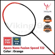 Apacs Nano Fusion Speed 722 Badminton Racket (Orange) + FREE String &amp; Grip