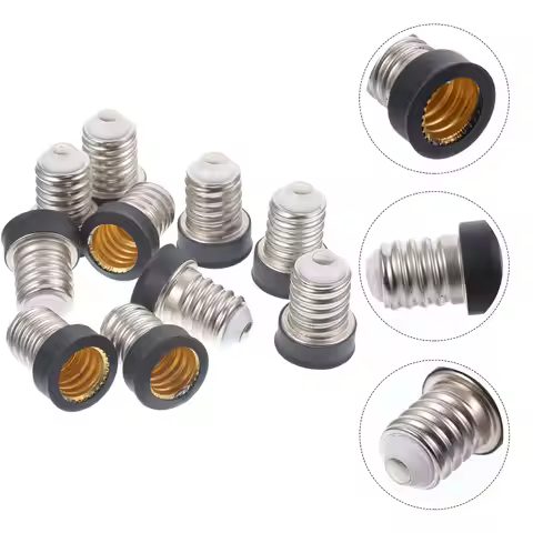 10pcs E14 to E12 Light Bulb Socket Converters Black Copper Adapters for Garage Workshop Carport Moni