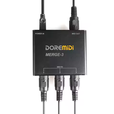 Pro Midi Merge Box Merge-3 By Doremidi - Merge 3 Signals (Clock, Sysex, Mtc), 5-Pin Din I/o, Usb-B P