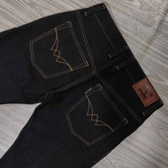 Celana panjang denim black indigo 14 oz accent selvedg