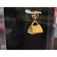 916 Gold Pendant/Cham - 916 厚身Lv 包包吊坠 - 916 Emas Lv Beg Design Tebal