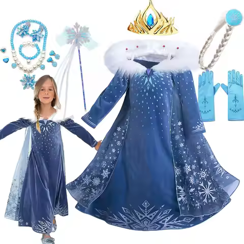 Disney Inspired Olaf's Adventure Fancy Frozen Elsa Winter Dress for Girl Frozen Carnival Cosplay Hal