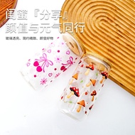 16oz Transparent Glass Cola Cup Water Cup Drink Bottle with Lid with Straw Juice Coffee Cup 6GWY