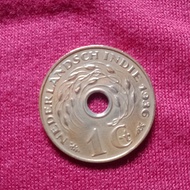 koin kuno 1 cent bolong 1936