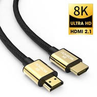 MOSHOU สาย HDMI 2.1ความเร็วสูงพิเศษ8K 60Hz 4K 120Hz 3D Ultra HDR 48Gbps HiFi EARC Dolby Atmos HDCP2.2สาย HDMI เข้ากันได้กับ Samsung QLED 8K Q900 TV TCL Roku TV VIZIO TV