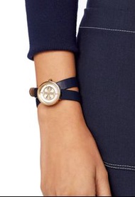 Tory Burch Wrap Watch Gold Tone Black Leather