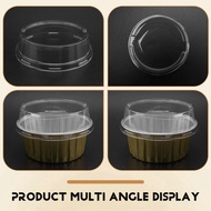 100Pcs Disposable Aluminum Foil Baking Cups Creme Brulee Dessert Oval Shape Cupcake Cups with Lids C