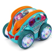 cod Light Up Transparent Gear Car Toy Bump and Go Toy Car with Colorful Moving Gears Toddler Trucks 