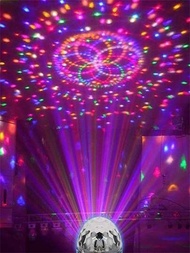 1入組5w Rgb Led 迪斯可球燈,帶彩色旋轉燈、球泡及星光投影,適用於生日派對裝飾
