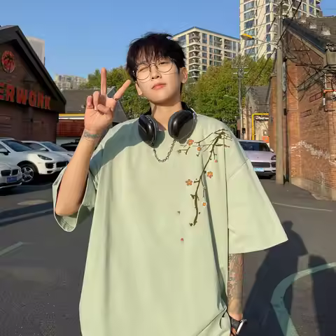 Men's Oversized T-shirts 5XL White Cotton T Shirt for Men Casual Summer Wear Branch Print Fashion Te