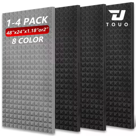 TOUO 47.2"x23.6" Acoustic Foam Panels 1-4Pack Pyramid Soundproof for Studio Wall Sound Absorption Ba