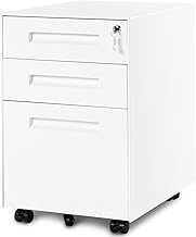 WSJTT Office Lateral File Cabinets Office Cabinets, Racks &amp; Shelves 3 Drawer File Cabinet, Filing Pedestal Metal Solid Mobile with Keys, Fully Assembled Except Casters