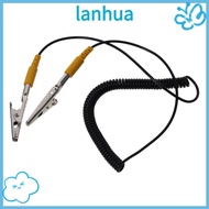 LANHUA Anti-Static ESD Grounding Cable, 180cm / 71" PU,Metal Coiled Cord, 2mm Male-to-Female Black w