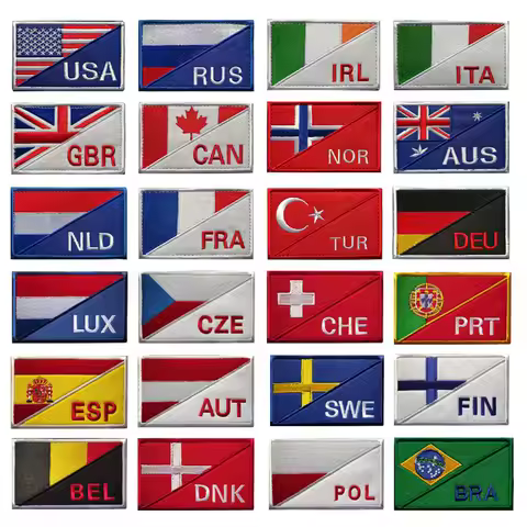 Country Flag Patches Russia Ukraine France EU Netherlands Chile Norway Spain Belgium Germany Flag Ta