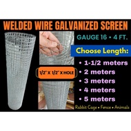 Welded Wire Galvanized Screen ️ Gauge 16 ️ 1/2" X 1/2" X 4 ft. ️ 1.5 meters 2 m. 3m. 4 m. 5 meters