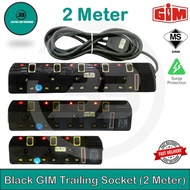 [SIRIM] 3, 4, 5 Way GIM Sleek Black Portable Extension Trailing Socket Flame Retardant Extension Plug 2M Neon 3 Pin Plug