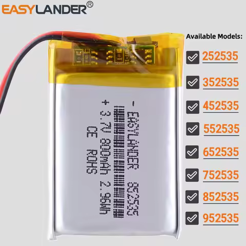 552535 3.7V 500mAh Rechargeable Lipo li Polymer Li-ion Battery 252535 352535 452535 652535 752535 85