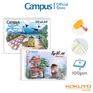 XO A4 Spring-Bound Drawing Notebook 40 Pages SKB-A4 Campus Landscape Drawing Notebook for Students S