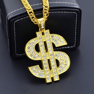 Fashion Hip Hop Diamond-Set Dollar Sign Necklace for Men Women