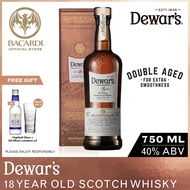 Dewars 18 Year Old Scotch Whisky - 750ml / 75cl 40% ABV - Double Aged Oak Cask Whisky Spirit + FREE