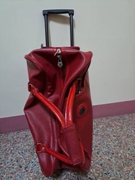 ALAIN DELON 亞蘭德倫 PARIS 大紅色皮革旅行包 行李箱 肩背包 有輪子