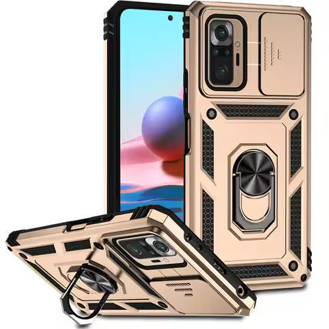 For Xiaomi Redmi Note 10 Pro Case Cover Redmi Note 10 Pro Capa Slide Camera Lens Shockproof Ring Hol