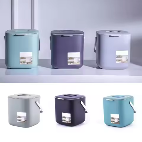 Quality 2 Tier Waste Trash Can Plastic with Handle Garbage Bin Drainer Rubbish Container Household
