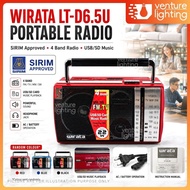 [READY STOCK] WIRATA Portable Radio 4 BAND USB FM Radio LT-D6.5U, Sirim Approved RANDOM COLOR Radio 