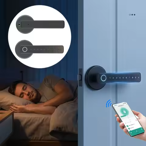 Works With Tuya APP Smart Fingerprint Password RFID Card Lock Dead Bolt For Indoor Home Office Door