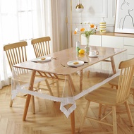 Table Cloth Waterproof Oil-proof Heat-insulated PVC Transparent Rectangle Lace Dining Table Cloth fo
