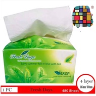 Fresh Day Green Facial Tissue 480 Pulls 1Pc